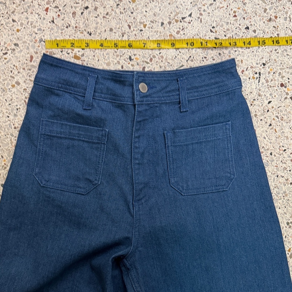 Zara high rise waist wide leg pocket front stretch jeans 6 - Picture 7 of 8